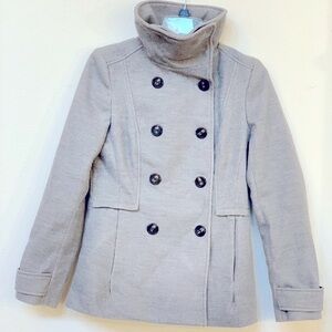 H&M Gray Wool Double Breasted Pea Coat Jacket Medium